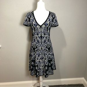 Etcetera sweater dress deep V cap sleeves Size M